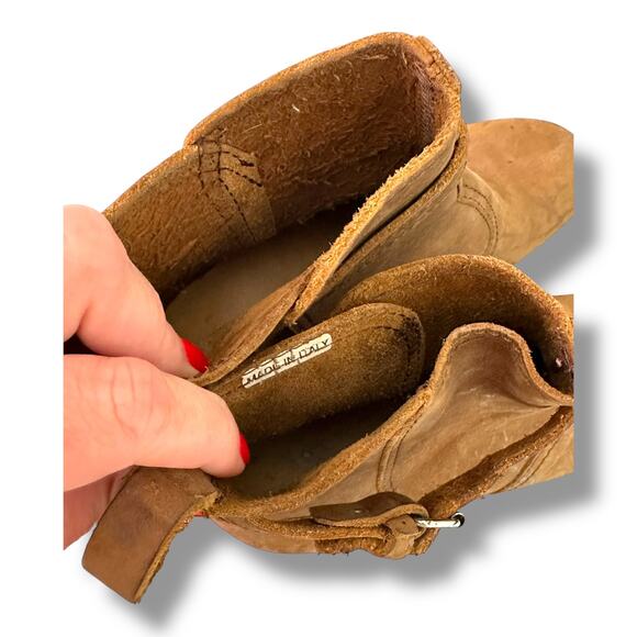 Swedish Hasbeens Sz 38 7.5 High Heel Jodhpur Booties Brown Leather Ankle Boot - Picture 5 of 10